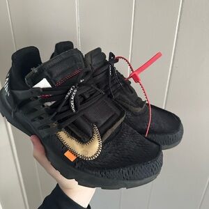 Off-White Men's Black with Gold Swoosh Athletic Shoes